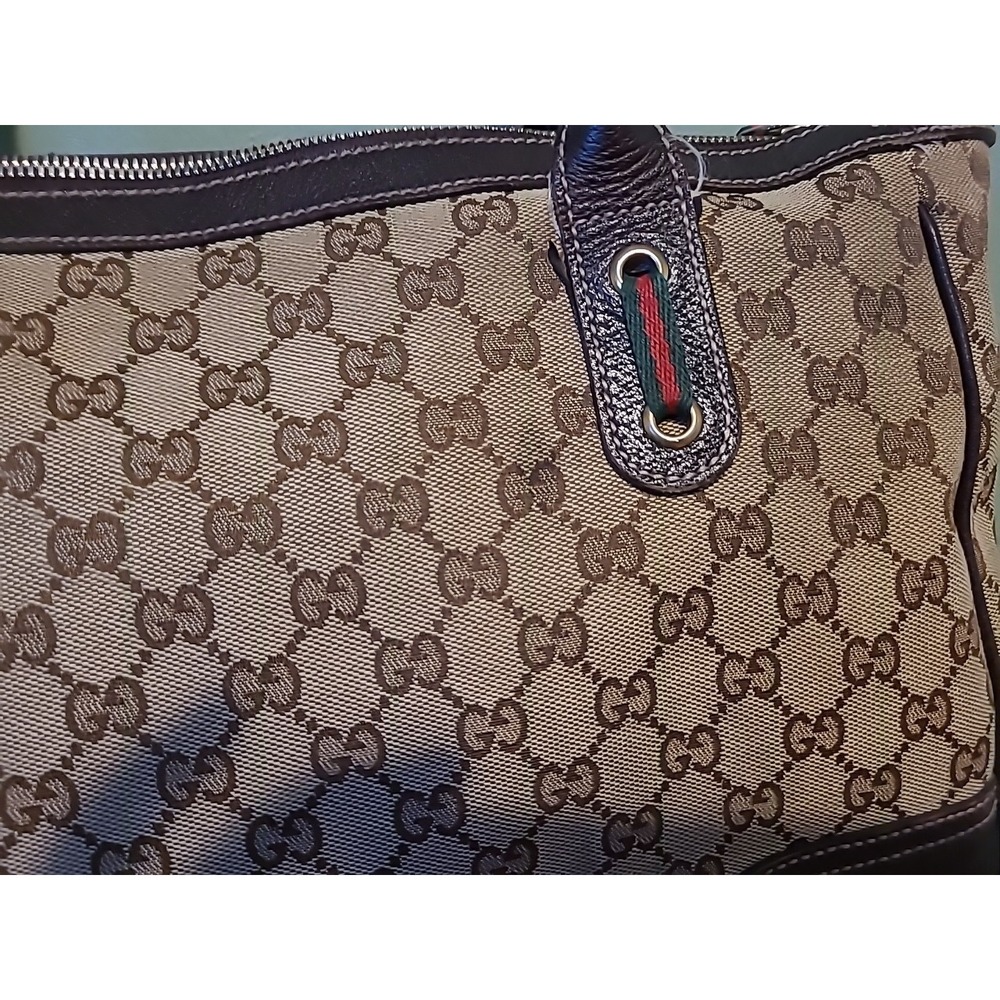 GUCCI Princy Sherry GG Canvas Leather Shoulder Tote Bag Brown Authentic Vintage - Picture 10 of 16